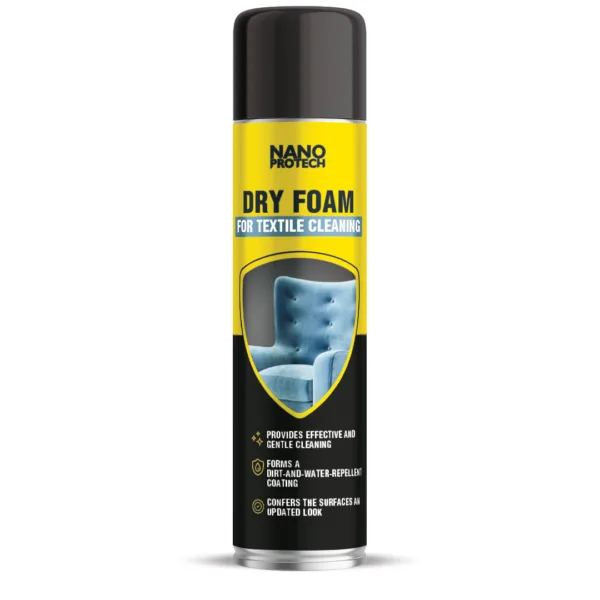 Dry foam for textile cleaning